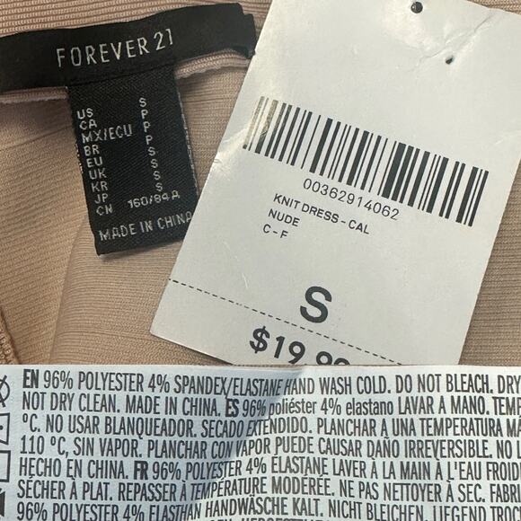 Forever 21 NWT Beige Off-Shoulder Knit Bodycon Bandage Mini Dress Going Out Club - Picture 8 of 9